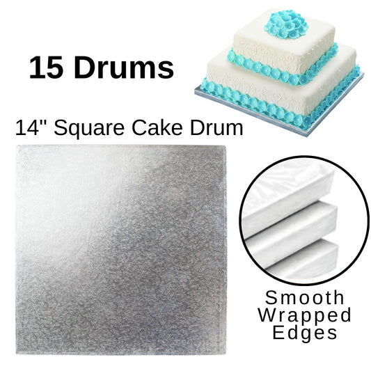 15 Board - 14" Square Cake Drums - Silver