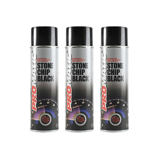 3X Promatic Stonechip Black Spray Paint 500ml