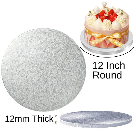 1 Board - 12" Round Cake Drums - Silver