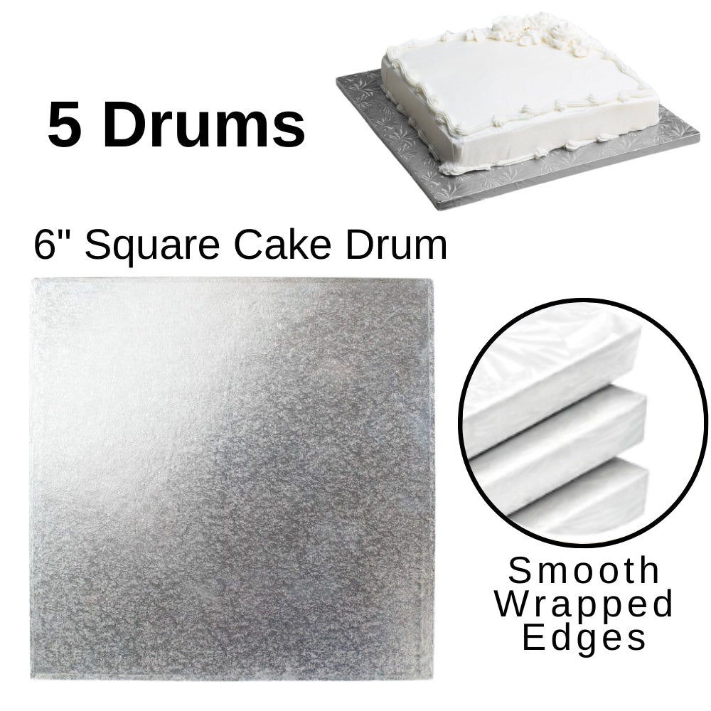 5 Board - 8" Square Cake Drums - Silver