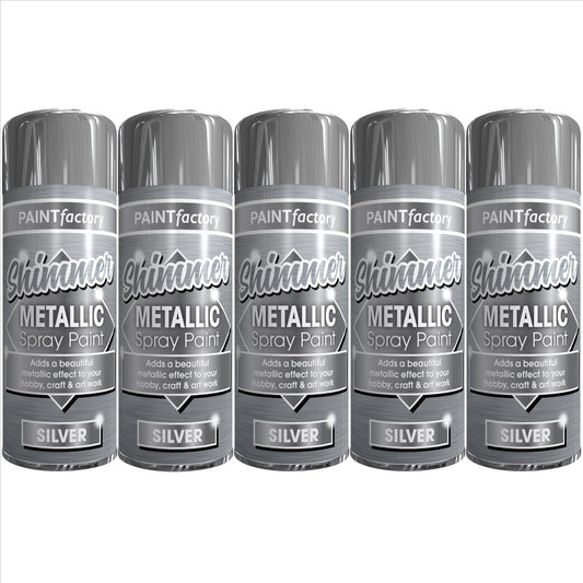 5X Paint Factory Metallic Silver Spray Paint 200ml