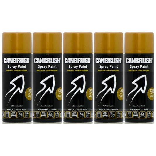 5X Canbrush C808 Gold Spray Paint 400ml