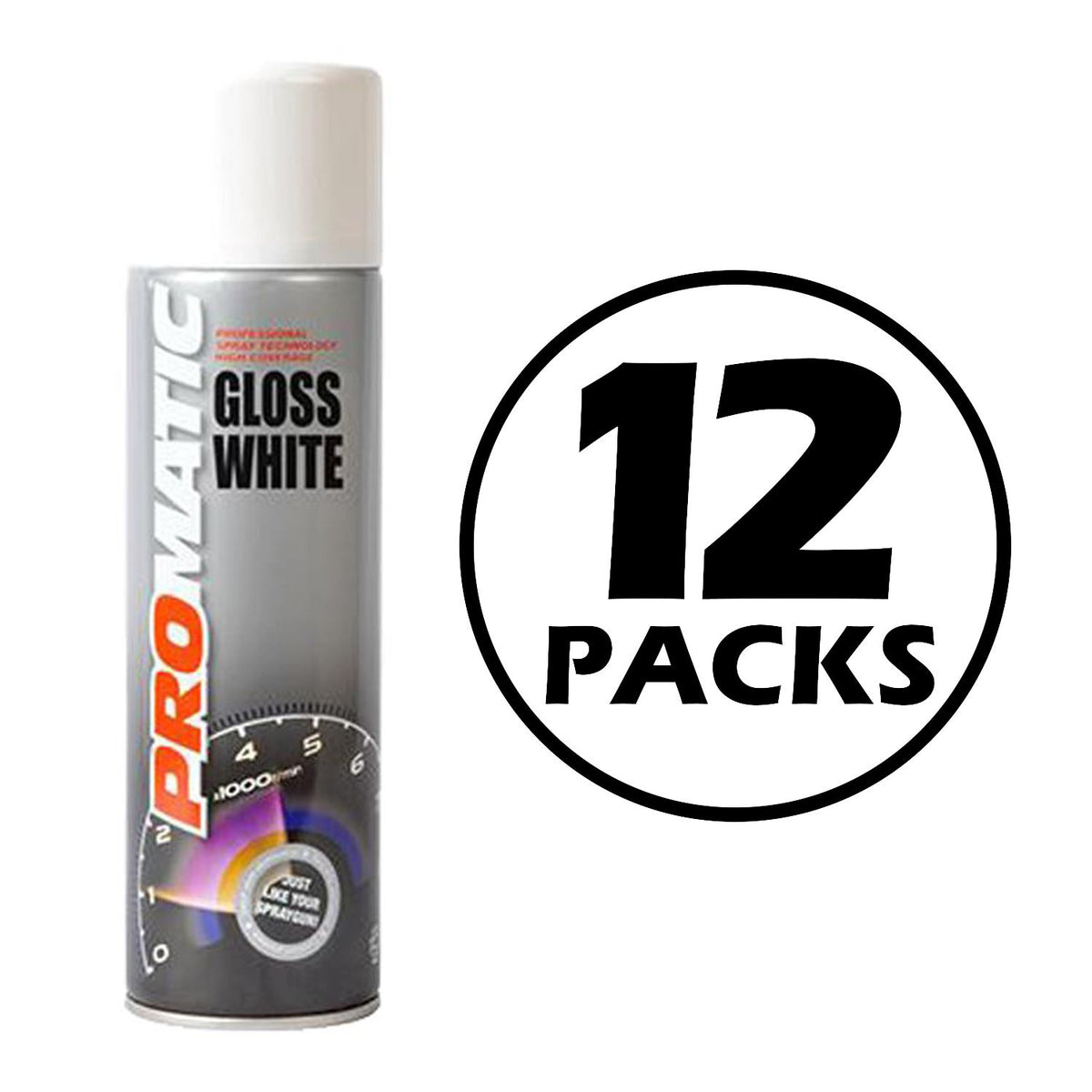 12X Promatic Gloss White Spray Paint 500ml