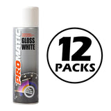 12X Promatic Gloss White Spray Paint 500ml