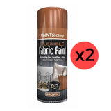 2X Brown Flexible Fabric & Vinyl Spray Paint Brown 200ml