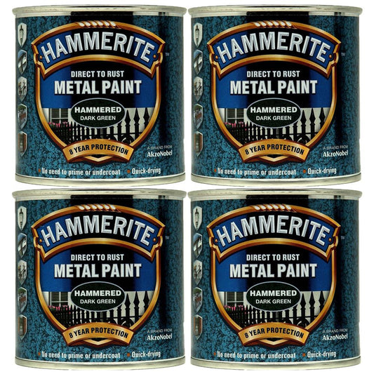 4X Hammerite Hammered Dark Green Paint 250ml