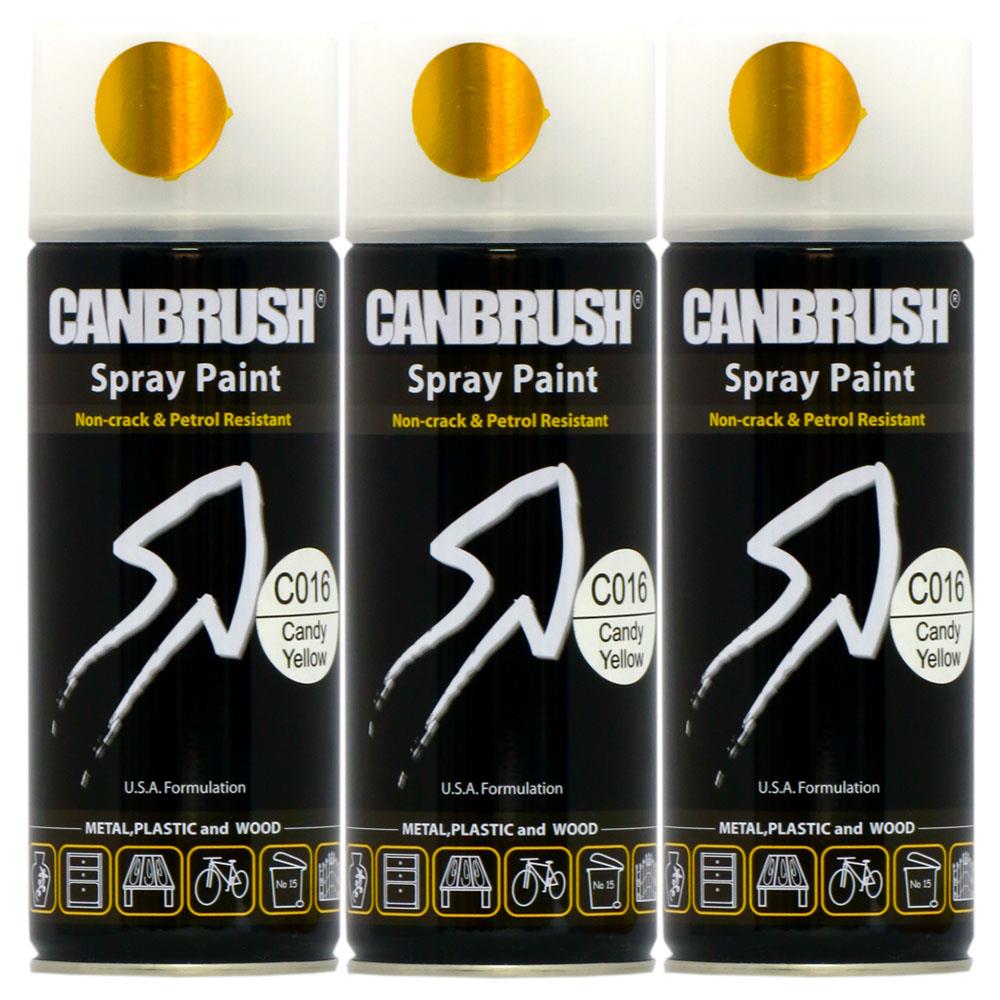 3X Canbrush C016 Candy Yellow Spray Paint 400ml