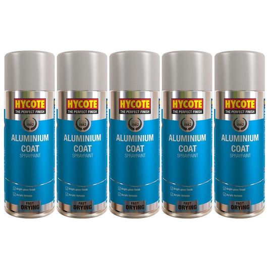 5X Hycote Aluminium Coat Spray Paint 400ml