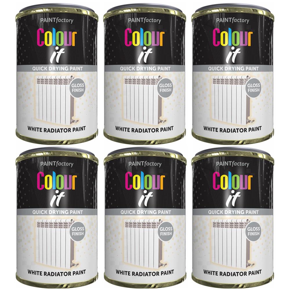 6X Paint Factory White Gloss Radiator Tin Paint 300ml