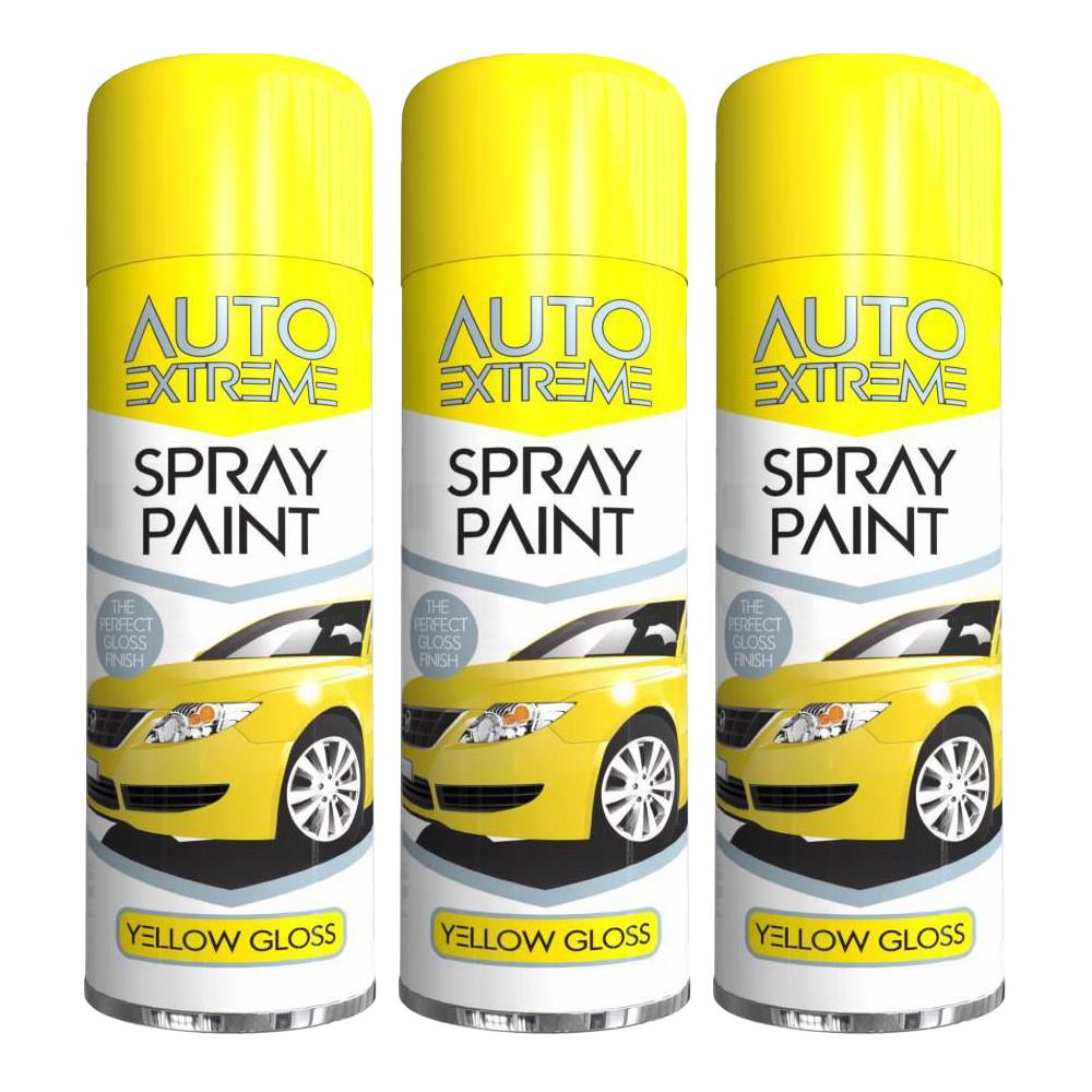 3X Auto Spray Paint Yellow Spray Paint 250ml