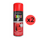 2X Paint Factory Crimson Red Gloss Spray Paint 400ml