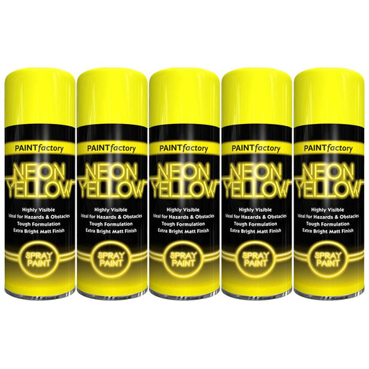 5X Paint Factory Neon Yellow Spray Paint 400ml