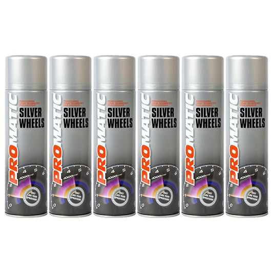 6X Promatic Wheel Silver Spray Paint 500ml