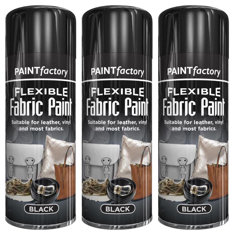 3X Black Flexible Fabric & Vinyl Spray Paint 200ml