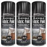 3X Black Flexible Fabric & Vinyl Spray Paint 200ml