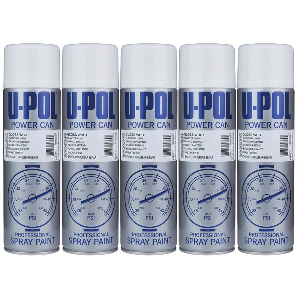 5X Upol Power Can Gloss White Spray Paint 500ml