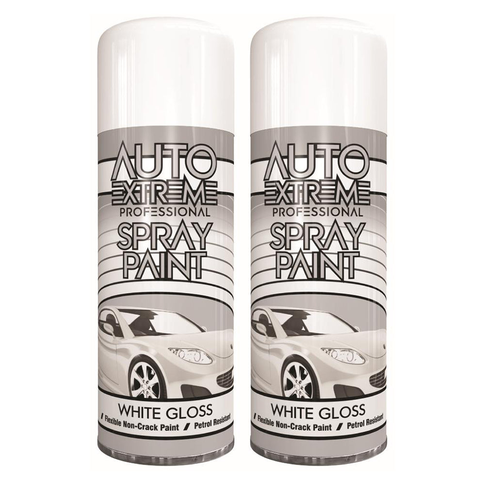 2X Auto Extreme White Gloss Spray Paint 400ml