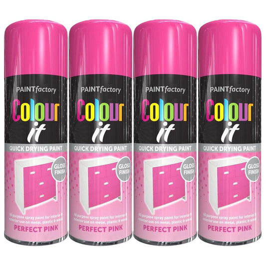 4X Paint Factory Perfect Pink Gloss Spray Paint 400ml