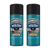 2X Hammerite Satin Black Spray Paint 400ml