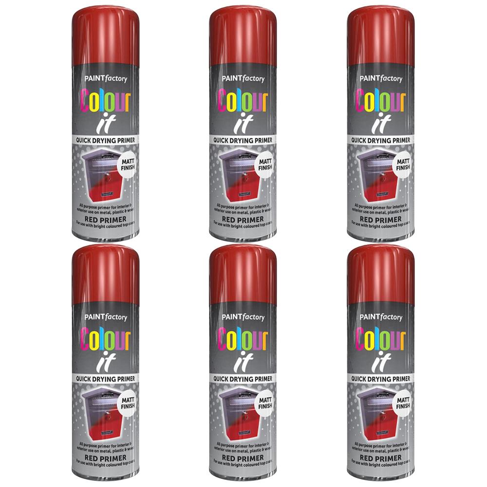 6X Paint Factory Red Primer Spray Paint 400ml