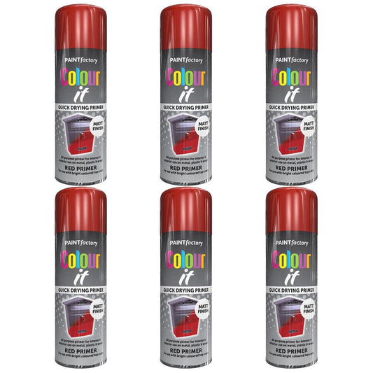 6X Paint Factory Red Primer Spray Paint 400ml