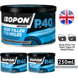 3X Isopon P40 Body Filler For Holes 250ml