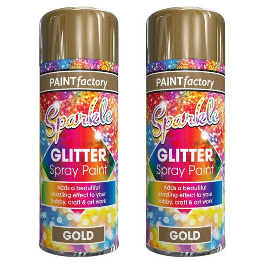 2X Paint Factory Gold Glitter Spray Paint 200ml