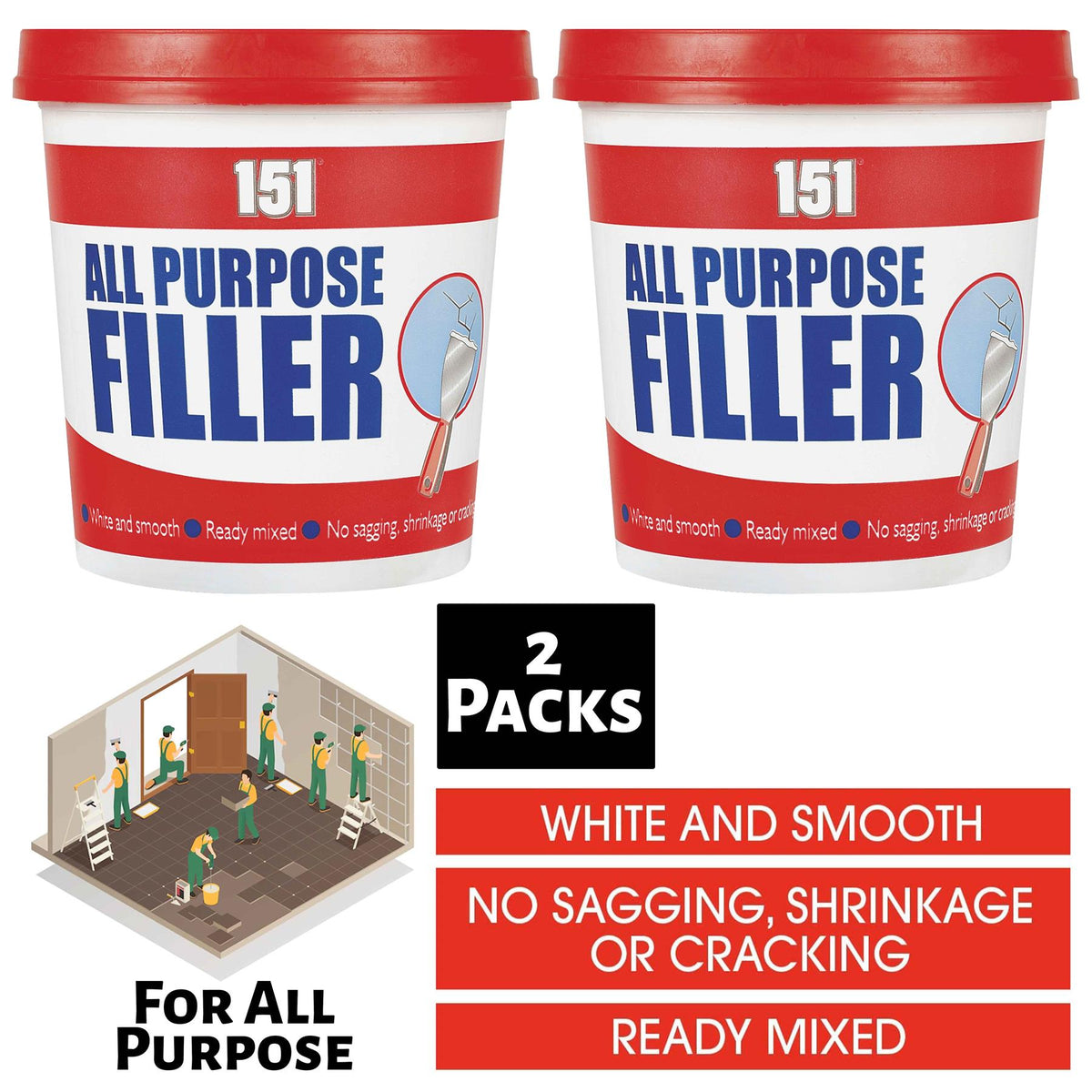 2X All Purpose Filler White Tub 600g