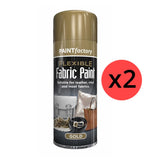 2X Paint Factory Gold Flexible Fabric & Vinyl Spray Paint 200ml