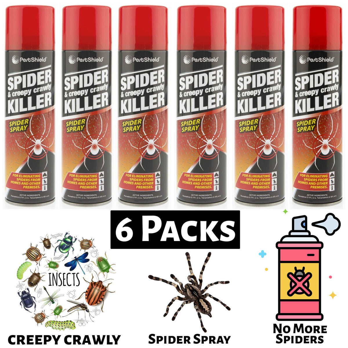 6X No More Spider & Creepy Crawly Spray 200ml