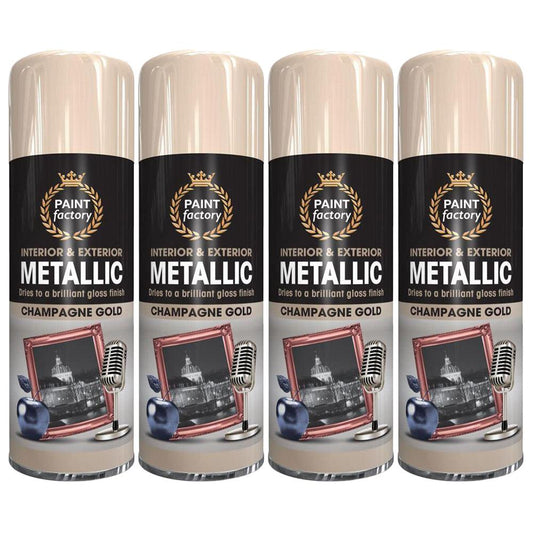 4X Paint Factory Champagne Gold Metallic Spray Paint 400ml