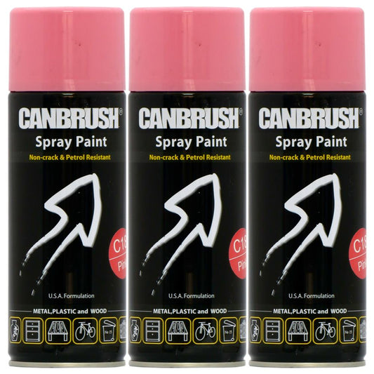 3X Canbrush C18 Pink Spray Paint 400ml