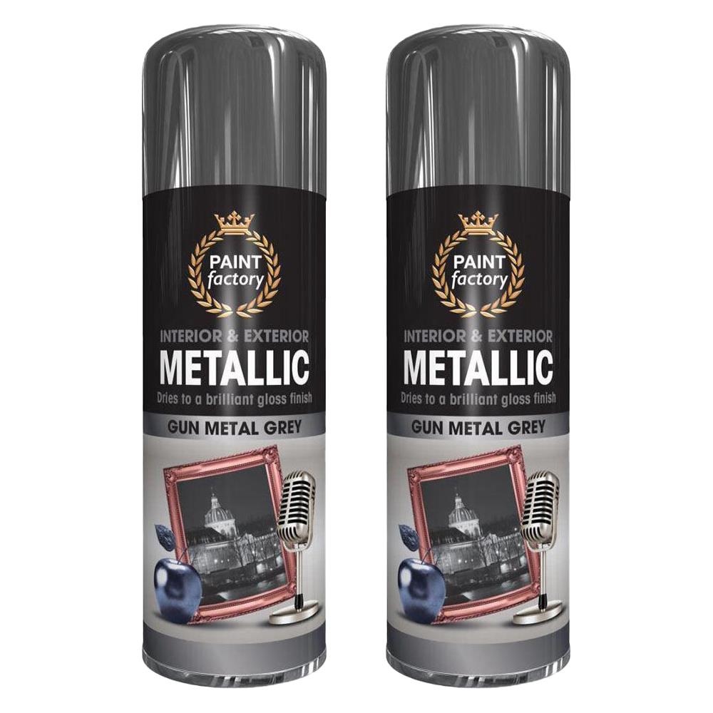 2X Paint Factory Paintgun Grey Metallic Spray Paint 400ml