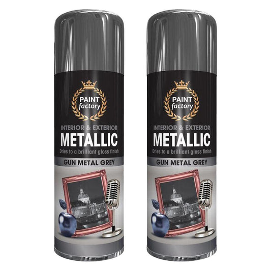 2X Paint Factory Paintgun Grey Metallic Spray Paint 400ml