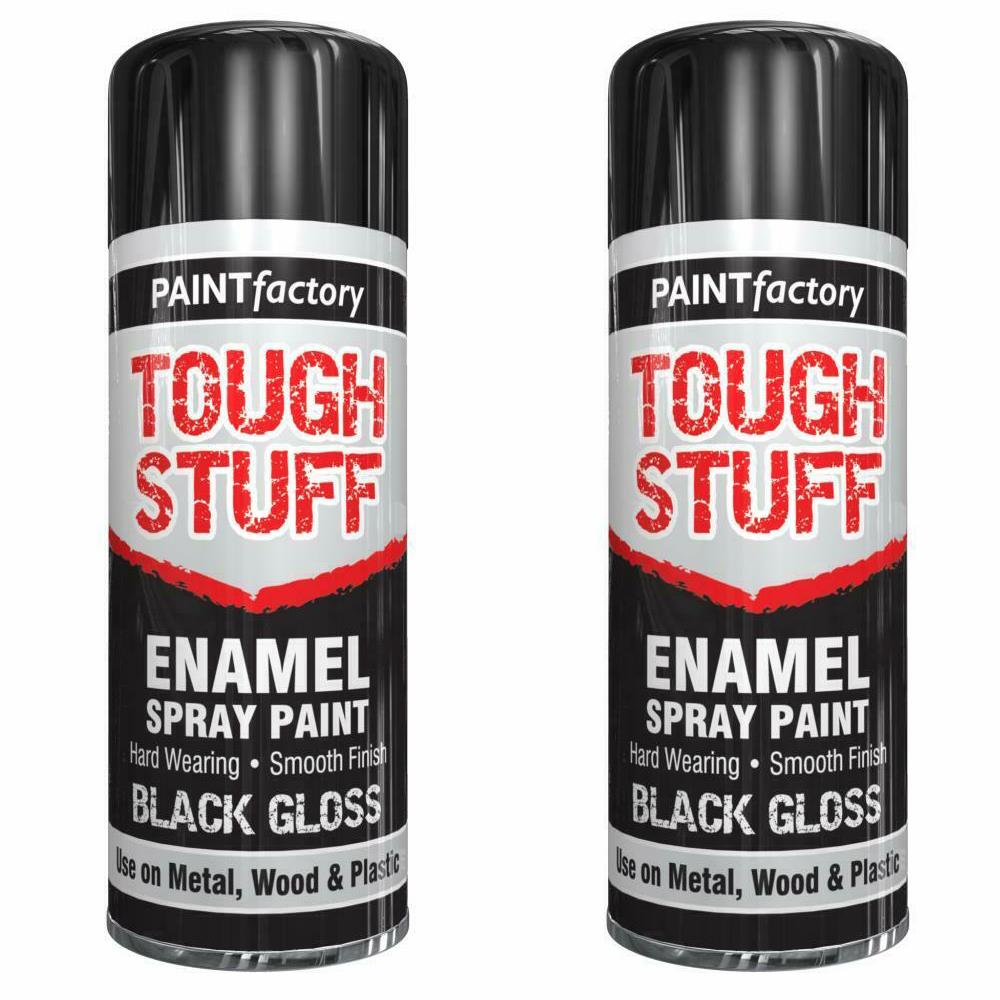 2X Paint Factory Tough Stuff Enamel Black Gloss 400ml