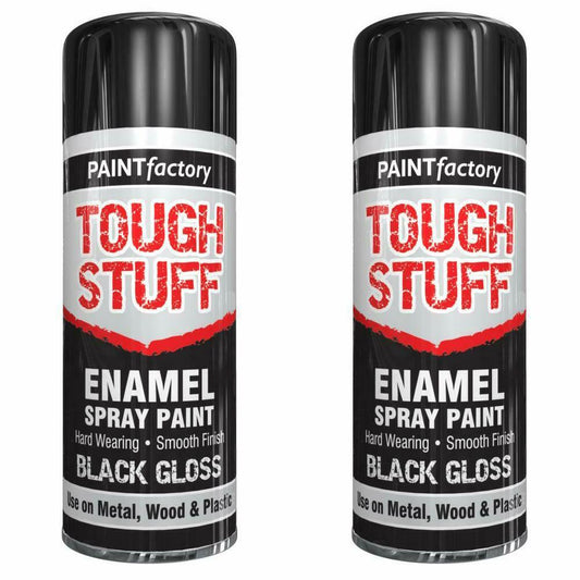 2X Paint Factory Tough Stuff Enamel Black Gloss 400ml