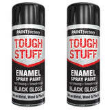 2X Paint Factory Tough Stuff Enamel Black Gloss 400ml