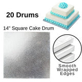 20 Board - 14" Square Cake Drums - Silver