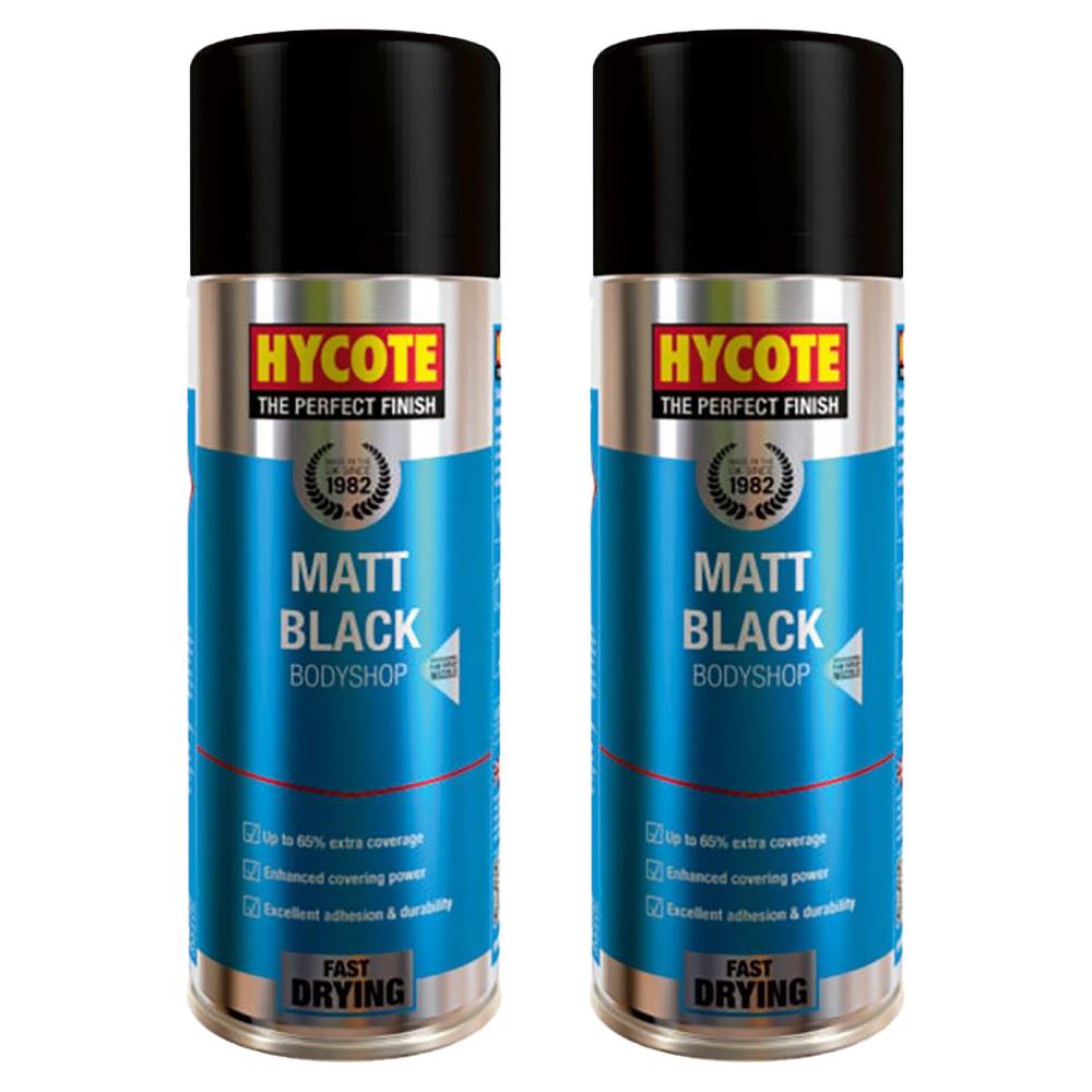 2X Hycote Bodyshop Matt Black Spray Paint 400ml