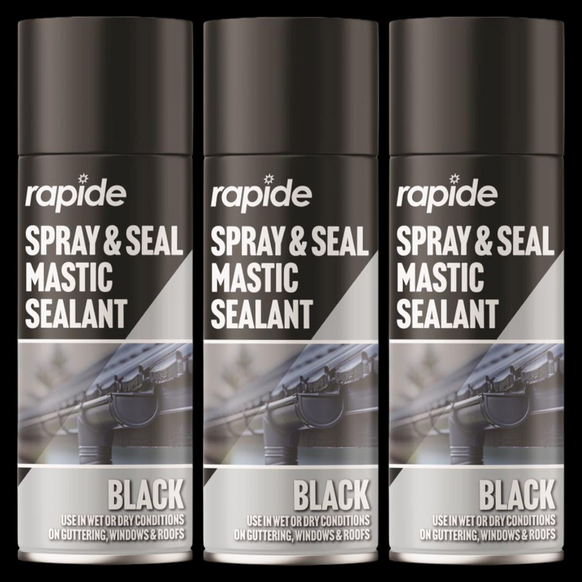 3X Rapide Spray And Seal 400ml Black