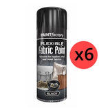 6X Black Flexible Fabric & Vinyl Spray Paint 200ml