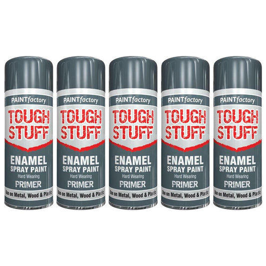 5X Paint Factory Tough Stuff Enamel Grey Primer 400ml