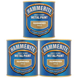 3X Hammerite Hammered Gold Paint 250ml