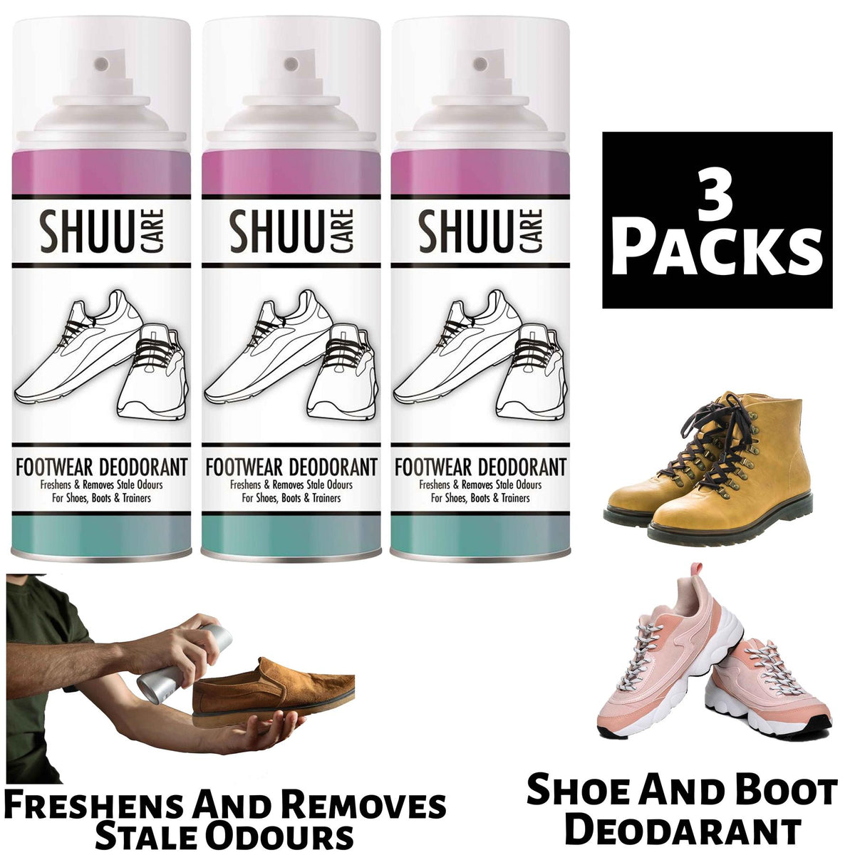 3X Shuu & Boot Deodorant Spray 250ml