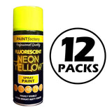 12X Paint Factory Neon Yellow Spray Paint 400ml