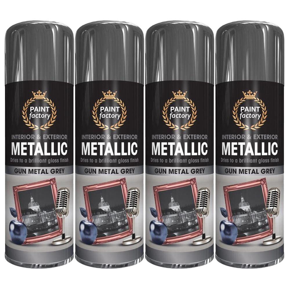 4X Paint Factory Paintgun Grey Metallic Spray Paint 400ml