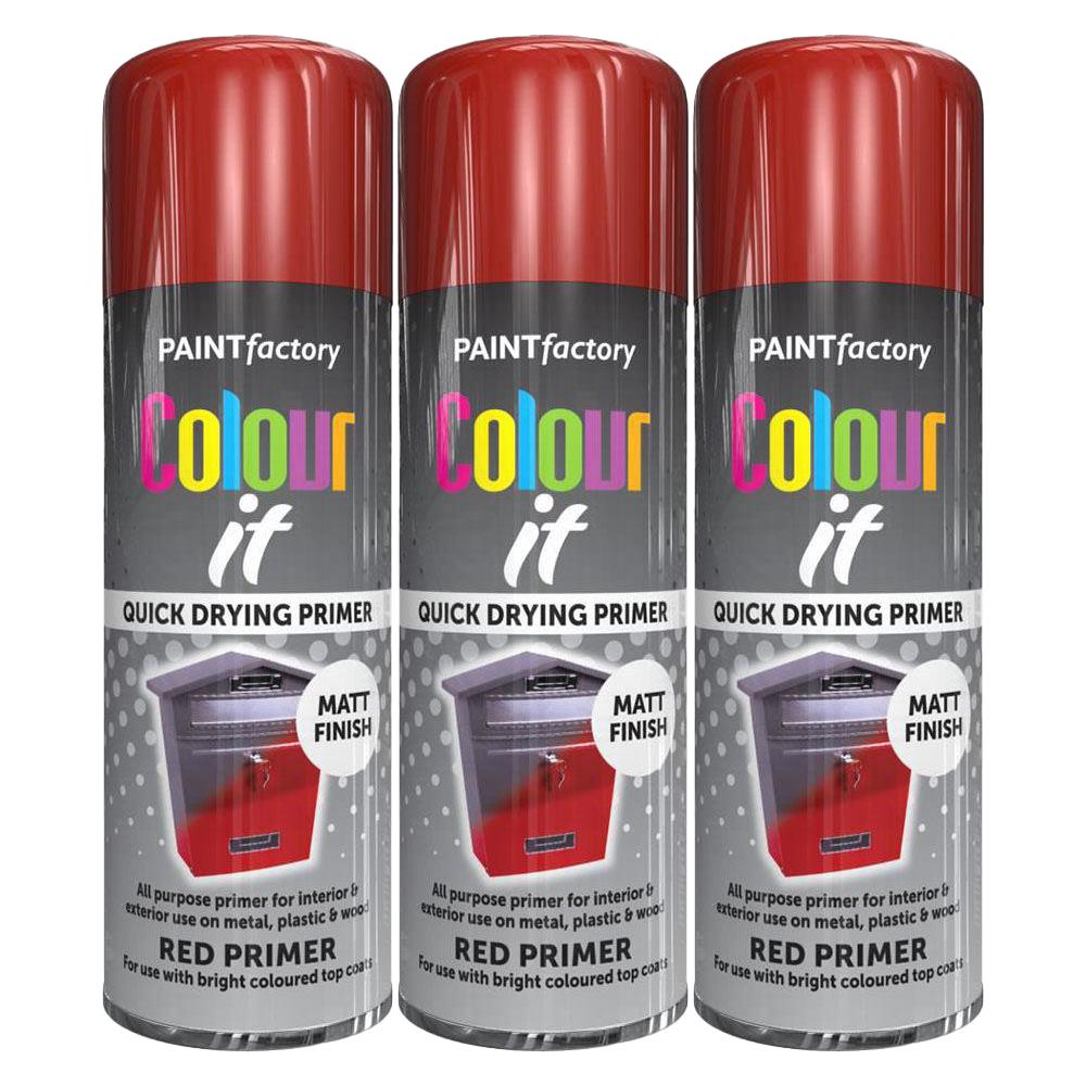 3X Paint Factory Red Primer Spray Paint 400ml