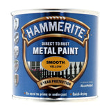 4X Hammerite Smooth Yellow Paint 250ml