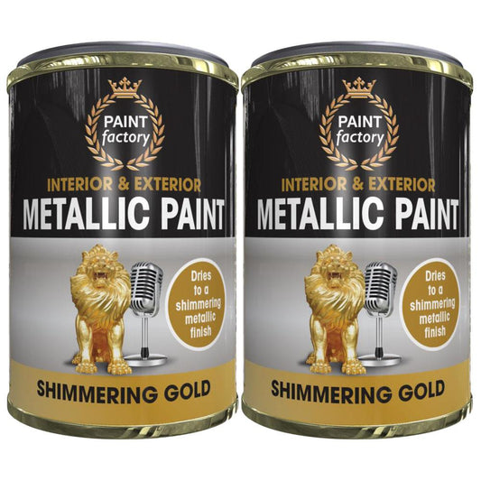 2X Paint Factory Mettalic Gold Paint Tin 300ml