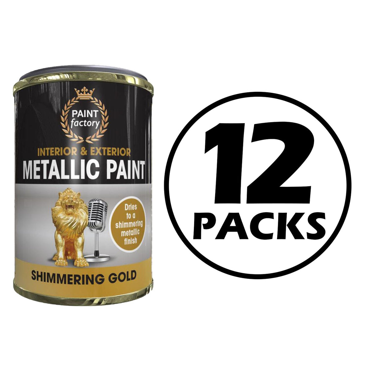 12X Paint Factory Mettalic Gold Paint Tin 300ml